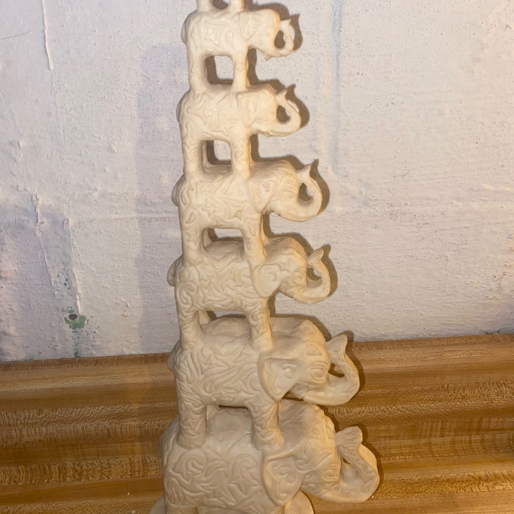 Vintage Lucky Elephants Carved Sculpture from Mexico. Great gift!